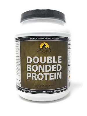 Double bonded dark chocolate goat milk protein grass fed bcaas 20 g protein