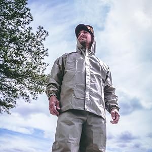 Man in rain suit