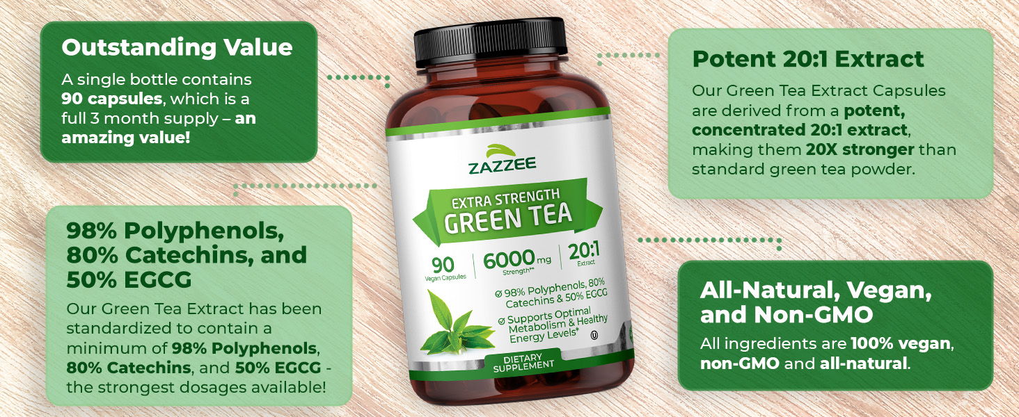 zazzee green tea extract green tree extract extra strength green extract capsule green tea extract