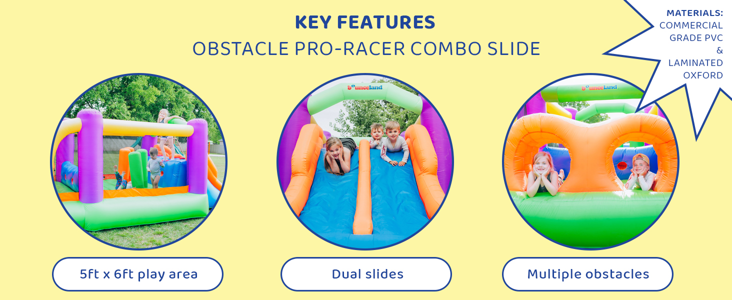 bounceland Inflatable Bouncer Obstacle Pro-Racer Combo Slides