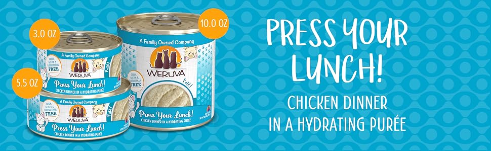 Weruva Classic Cat, Press Your Lunch. Available in 3, 5.5, and 10oz cans