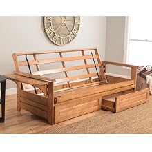 Futon, Sofa, Couch, Frame, Sleeper, Hide a Bed, Frame, Wood, Solid, Storage, Drawers, Mattress, Bed
