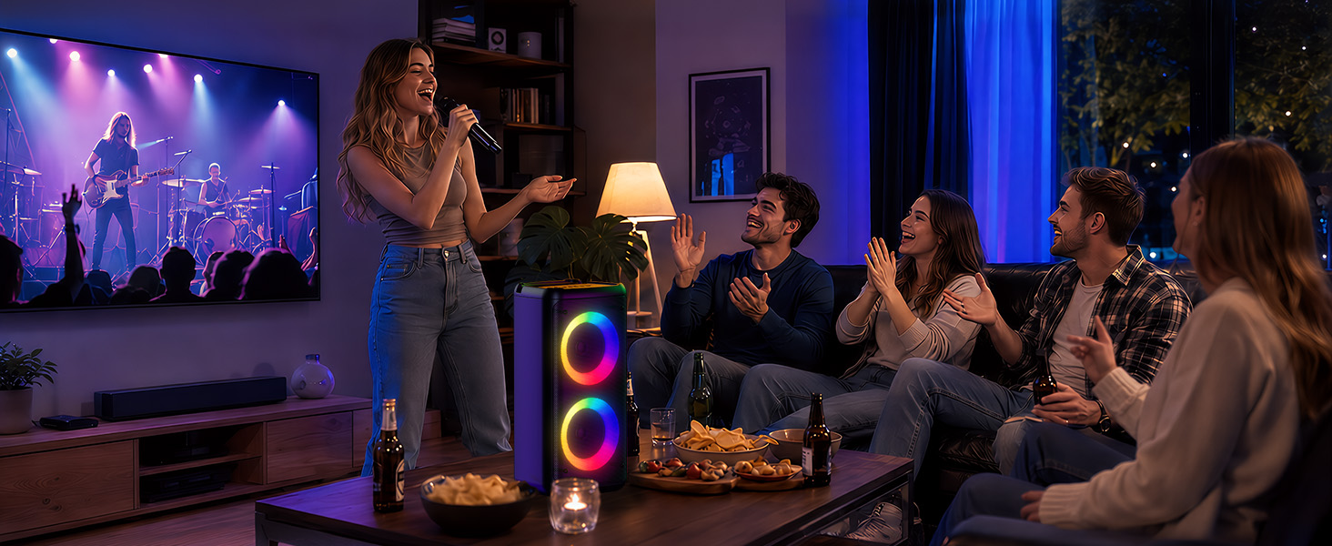 Bluetooth Speaker with 2 Wireless Microphones