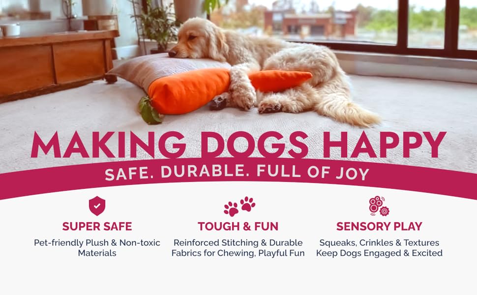 Dog relaxing with a Petlou toy