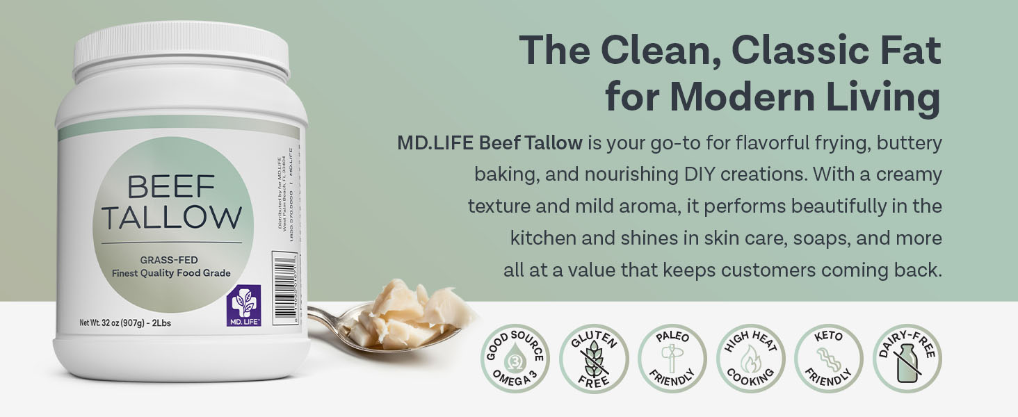 Grass-Fed Beef Tallow – Premium Cooking Fat for Paleo, Keto, and Carnivore Diets