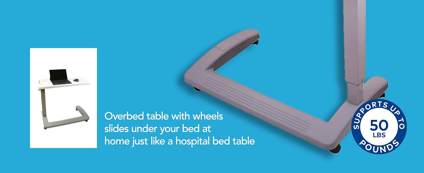 The Bed Table For Home Use and Hospital, Bedside Table With Wheels, Over Bed Bable With Wheels