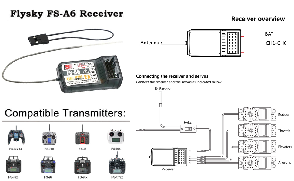 Flysky FS-i4 RC Transmitter with FS-A6 Receiver