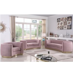 Meridian furniture, julian, living, room, modern, velvet, collection, sofa, stainless, steel, chrome
