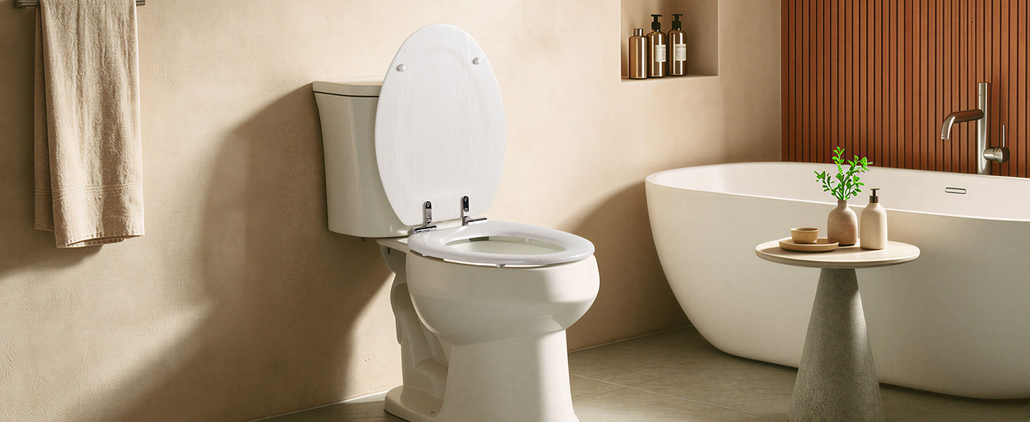 elongated wooden toilet seat