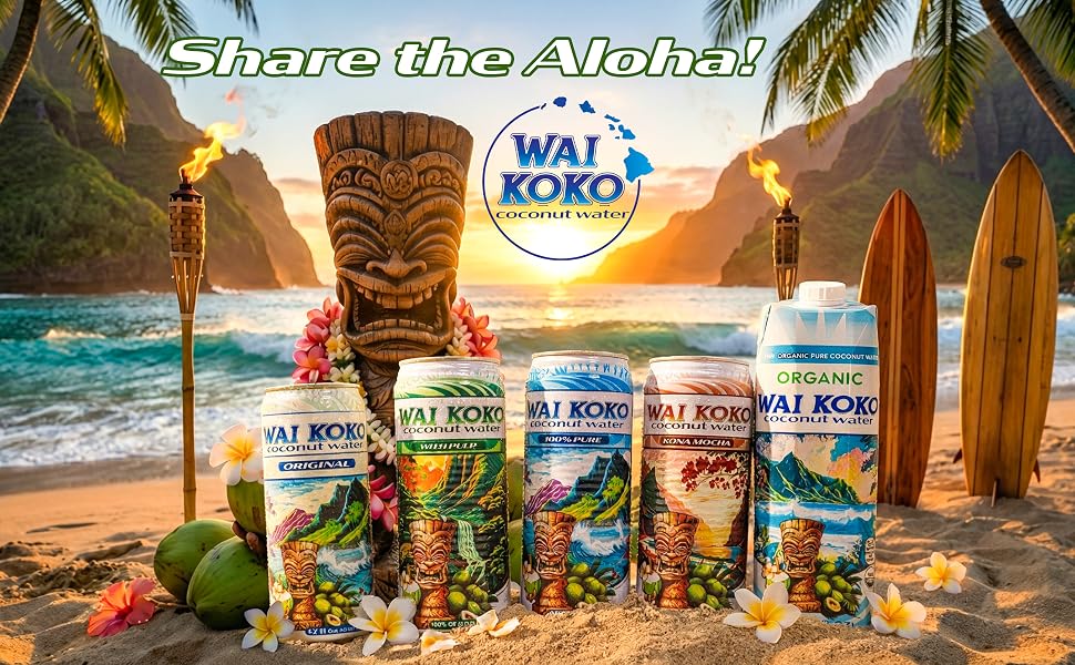 Tiki on the beach with coconut water