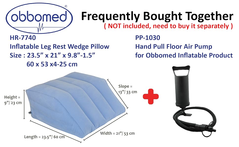 ObboMed HR-7740 Inflatable Leg Rest bed Wedge cushion Pillow Velour Foot Ankle Sleeping Travel