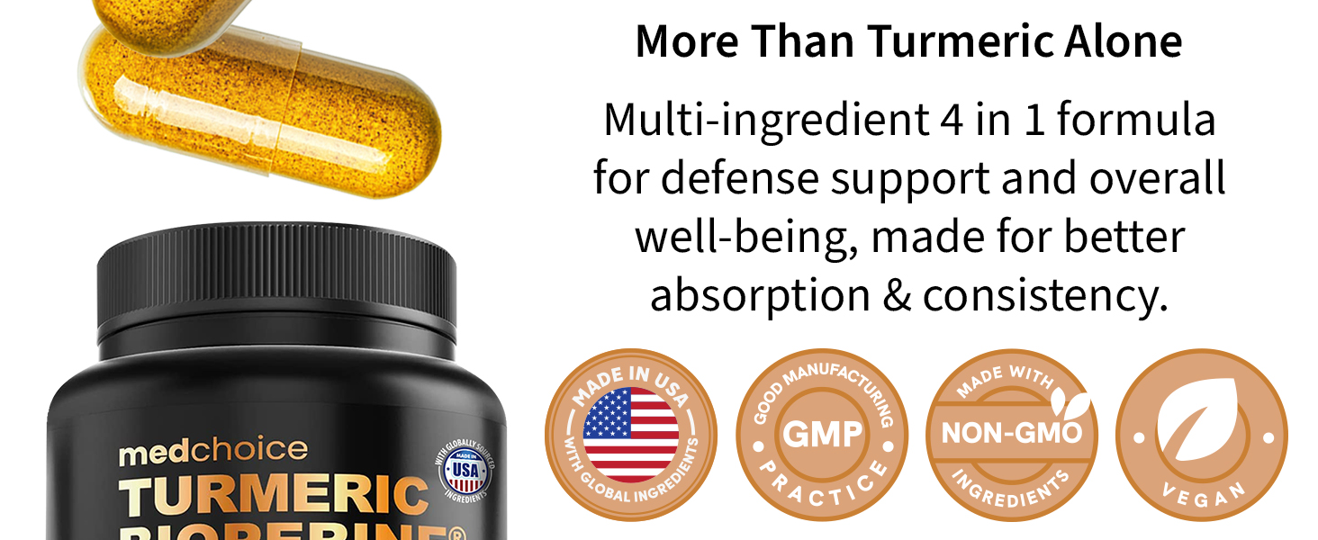 4-in-1 Turmeric Joint Support Supplements with Garlic and BioPerine