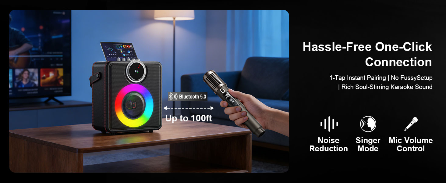 karokee machine with bluetooth and wireless microphone for adults