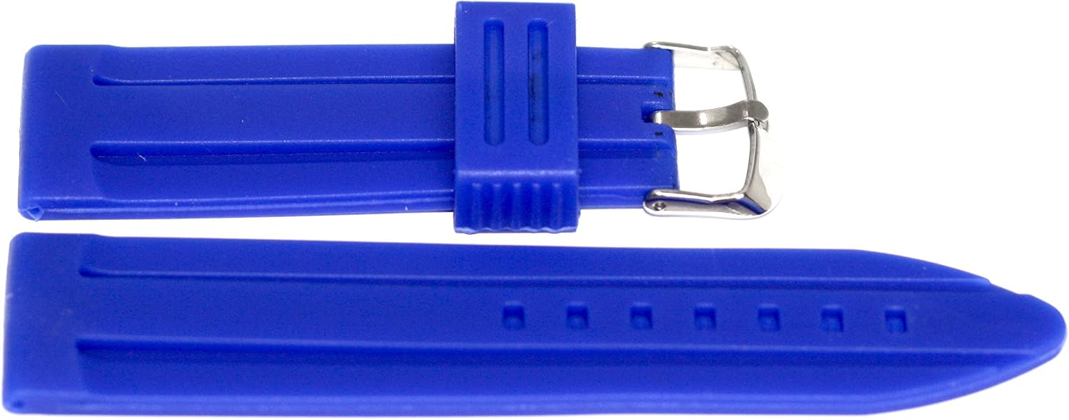 22MM Bright Blue Soft Rubber Silicone Sport Watch Strap Band FITS Invicta