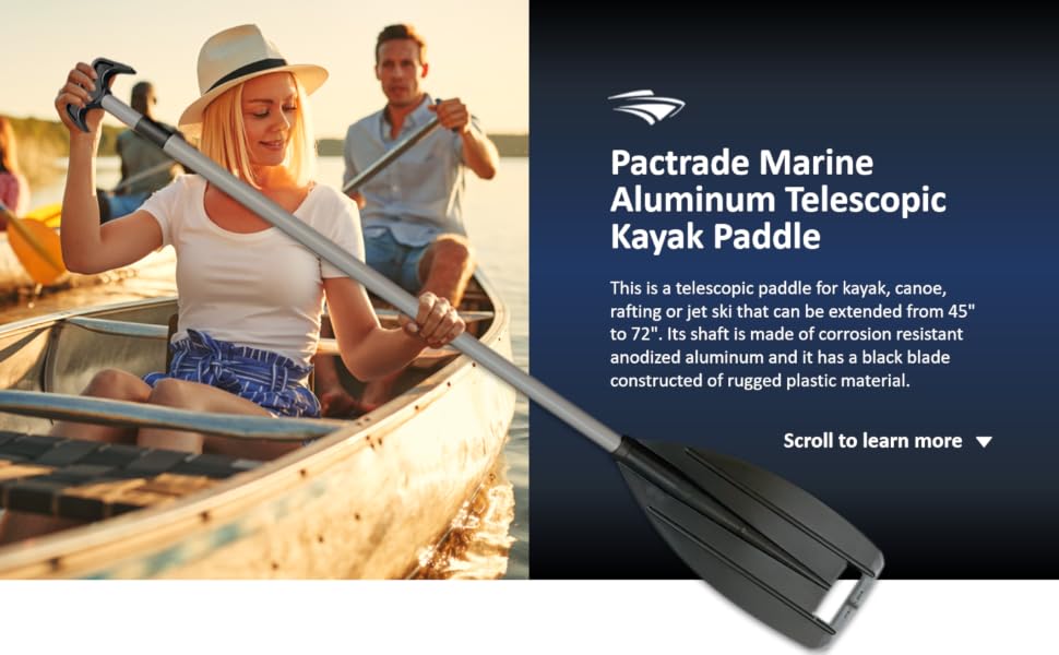 Pactrade Marine, Kayak Paddle, Telescopic, Anodized Aluminum, Boat Hook
