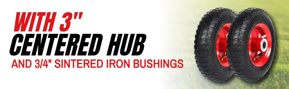 with 3" Centered Hub, and 3/4" Sintered iron bushings