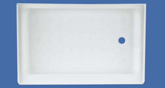 Shower pan with right side shower drain.