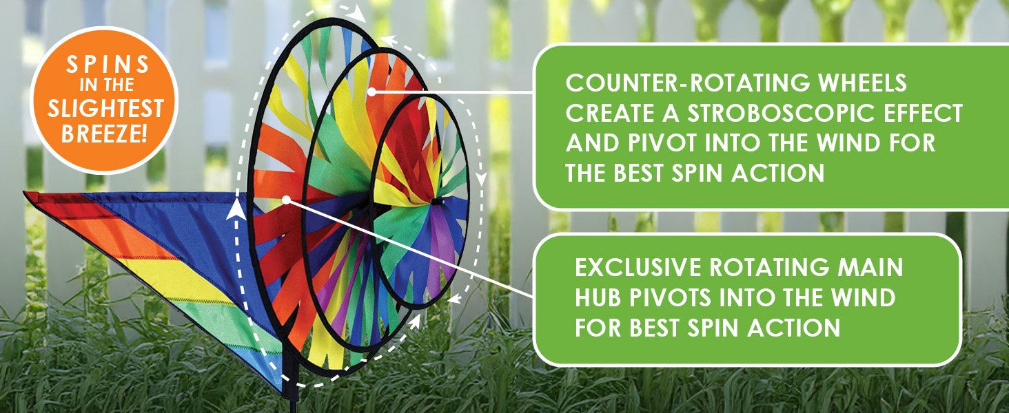 colorful garden spinner, metal yard art, decorative windmill, outdoor kinetic spinner, weatherproof