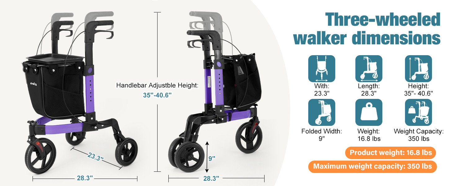 Foldable Rollator Walker for Seniors