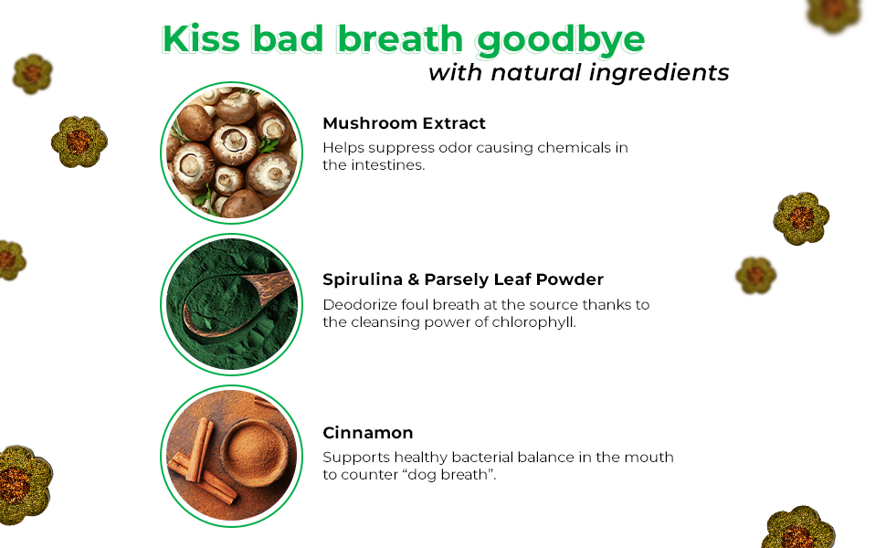 Chews work as a cat breath freshener to help kiss cat bad breath goodbye