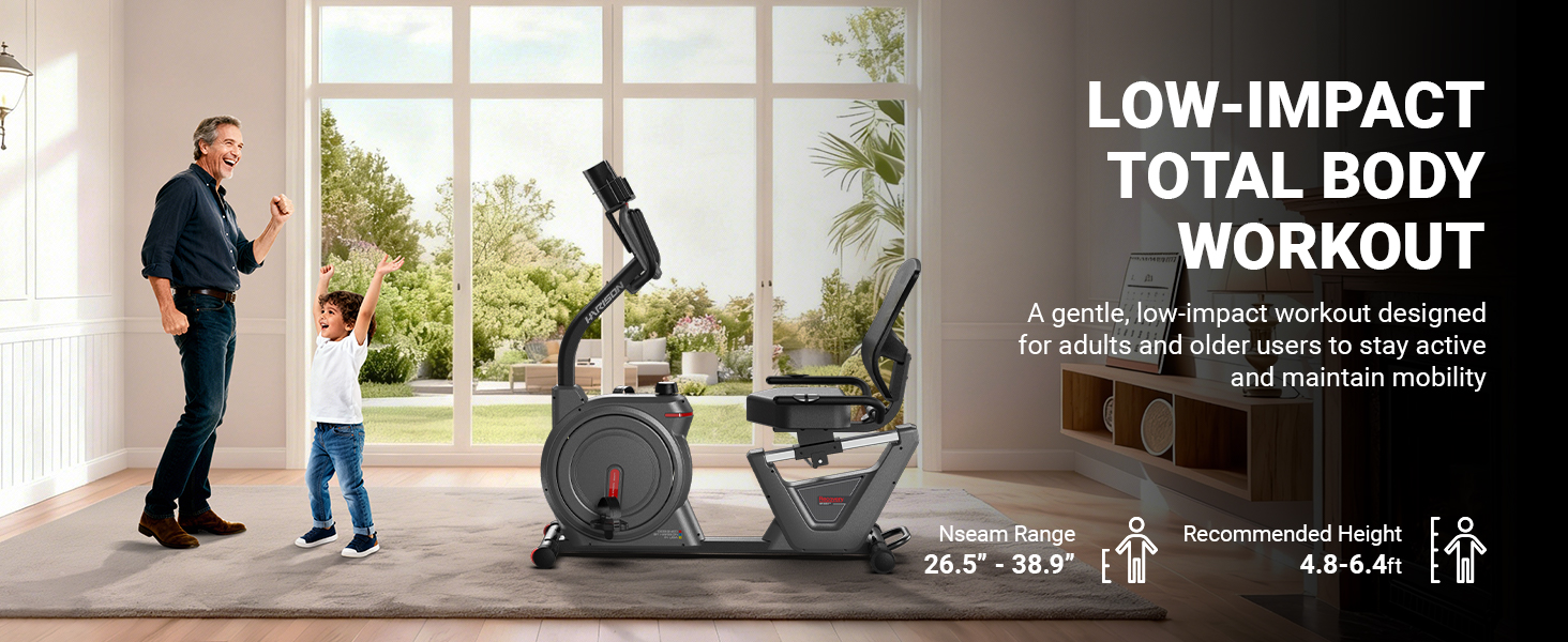 HARISON recumbent bike used for full body workouts in a family home environment