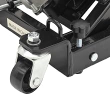 Caster Wheel Closeup Black Widow BW-0102 Hydraulic Motorcycle Lift Jack