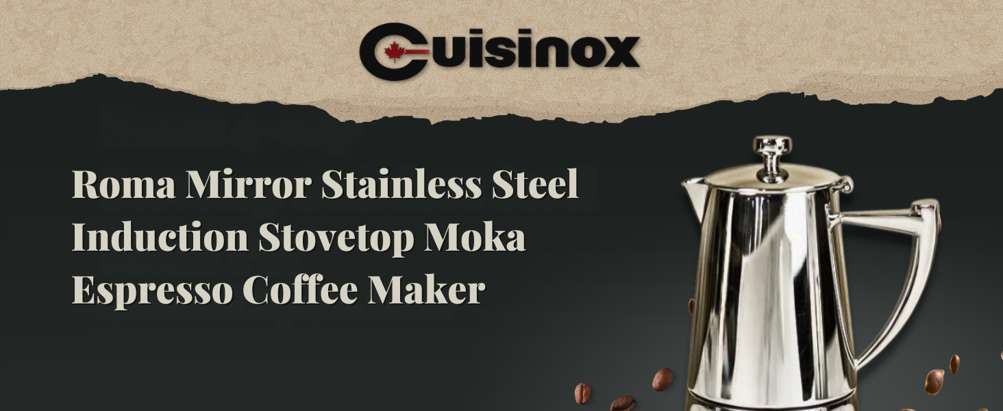 Cuisinox Roma 4-cup Stovetop Stainless Steel Moka pot coffee and espresso Maker