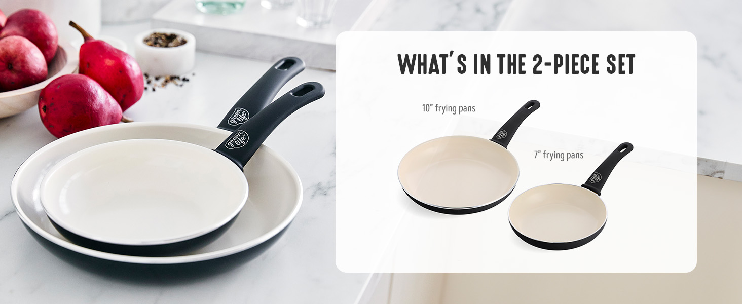 GreenLife, Ceramic Nonstick, PFAS-Free, Non-Toxic, Cookware, Frypans, Soft Grip