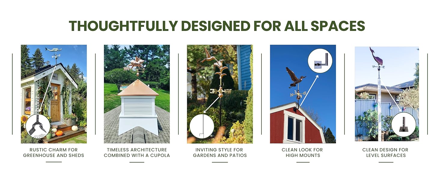 Weathervanes for sheds, barns, homes, and more