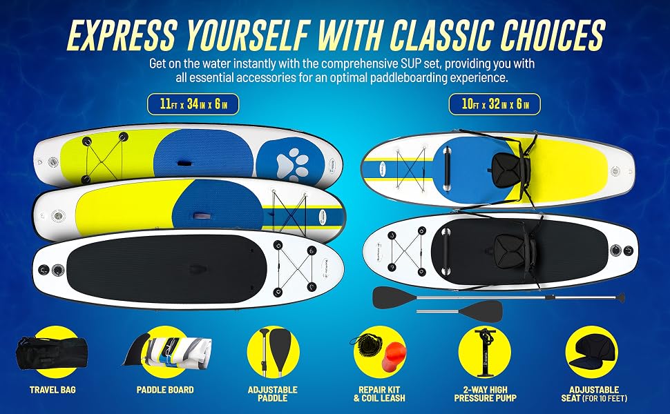 all blue water toys paddle boards 11ft 10ft SUP kayak crossover with complete kits 5 options