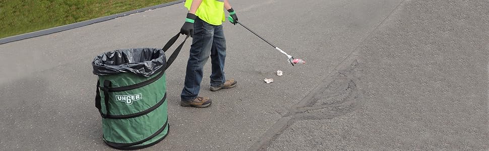 Unger Commercial nifty nabber bagger litter removal product in use