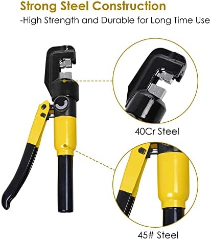 Yescom 10 Ton Hydraulic Crimping Tool Wire Crimper with 9 Hex Dies | Ideal for 3/16" to 1/8" cable railing system tensioning & 12 to 2/0 AWG electrical battery lug terminals, YES0584
