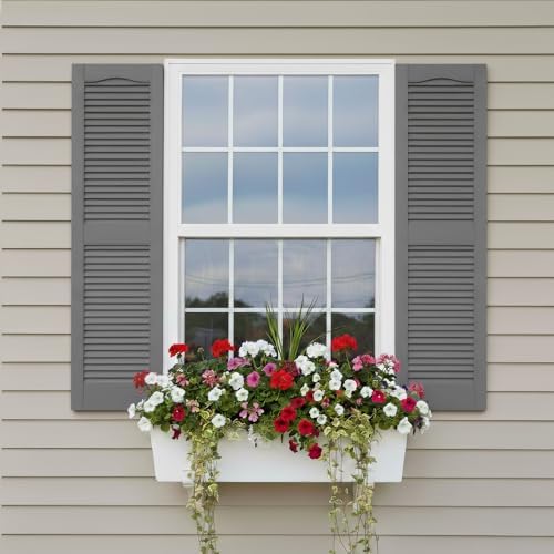 14 1/2"W x 60"H EverColor Open Louver Exterior Vinyl Shutters, w/Installation Shutter-Lok's & Matching Screws (Per Pair), Black