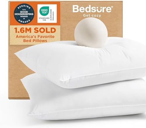 Bedsure Pillows Queen Size Set of 2 - Hotel Collection Bed Pillows for Sleeping, with Down Alternative Filling, Soft Support for Back
