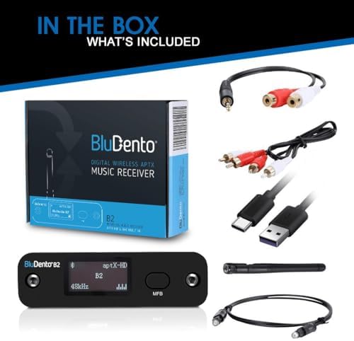 B2 LDAC/aptX HD Bluetooth 5.1 Hi-Fi Audio Receiver with ESS DAC,OLED Display,RCA,Optical & Coaxial,Extended Range for Home Stereo