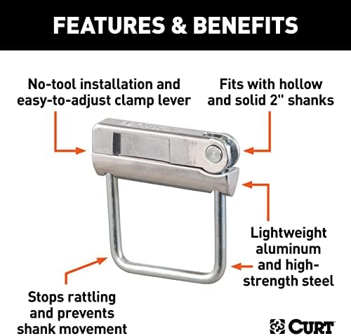 CURT 22325 No-Tool Anti-Rattle Hitch Clamp Tightener for 2-Inch Receiver, Hollow or Solid Shanks