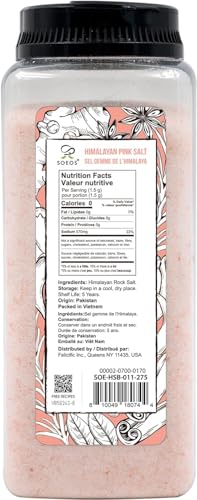 Soeos Himalayan Pink Salt, Fine Grain, 39 oz (2.4lb), Bottled