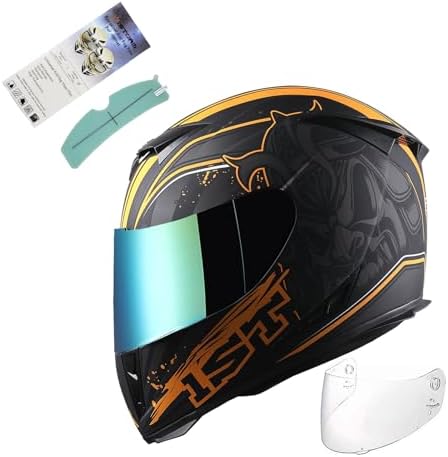 1Storm Motorcycle Full Face Helmet Skull King Matt Black + One Extra Clear Shield: HJK311
