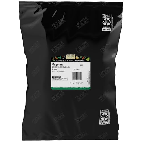 Frontier Co-op Chili Peppers Ground, Cayenne 35,000 HU, Kosher | 1 lb. Bulk Bag | Capsicum annuum L.