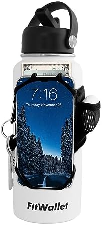 FitWallet™ Water Bottle Phone Holder & Sleeve | Strap Carrier & Pouch for Gym, Running, Hiking, Travel | Gym Bag Alternative Holds Phone