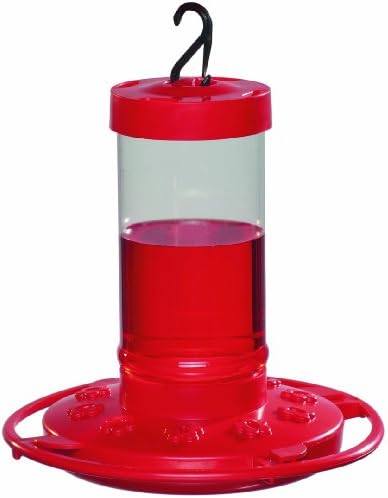 First Nature Hummingbird Feeder - 10 Feeding Ports - Red Base | Wide Mouth Prevents Messy Spills - Sealing Ring Prevents Bottom Leaks - Multi-Port Base Accommodates Flocks