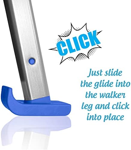 'Click & Go' Ski Glides for Stander EZ Fold-N-Go Travel Walker and Able Life Space Saver Walker (Gray)