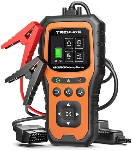 Car Battery Jump Starter with OBD2 Scanner 5000A, Car Battery Jumper Starter Portable (All Gas/10L Diesel), 12V Jump Box Jumper Cables