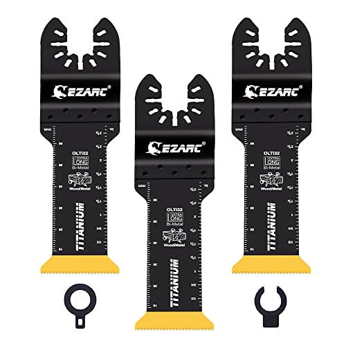 EZARC Titanium Oscillating Tool Blades, Oscillating Multitool Blades for Metal, Wood Nails, Screws Cutting, Plastic, 3 Pack