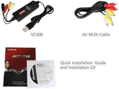 Diamond Multimedia VC500 One Touch VHS to Digital Converter – Capture & Convert VHS to Digital Files or DVD, Easy-to-Use Software, Windows 11,10 & Mac Compatible