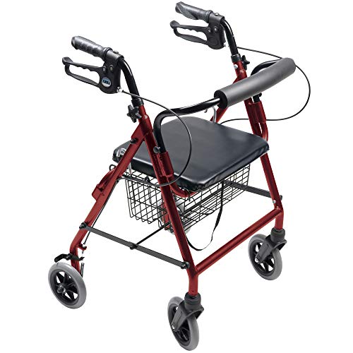 Lumex Walkabout Lite Hemi Rollator, Short & Lightweight Walker, Low 20" Seat, Burgundy