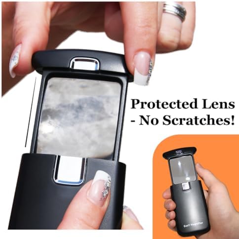 Small Pocket Magnifying Glass 3X with LED Light For Reading Fine Print, Mini Lighted Hand Held Acryl Lens, Read Lables In Stores