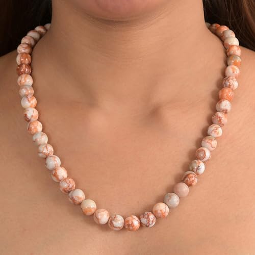 Pink Web Jasper 350.00 ctw Beaded Necklace in Platinum Plated 20 Inches