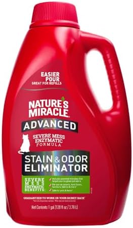 Nature’s Miracle Advanced Cat Stain & Odor Eliminator, Severe Mess, 32 oz | Enzymatic Cleaner Eliminates the Toughest Cat Messes, For Use on Multiple Surfaces, Safe For Pets and Home*, Fresh Scent