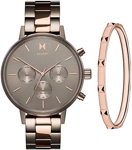 MVMT Nova - Dual Timezone Women’s Wristwatch - Minimalist Dress - 3 ATM/30 Meters Water-Resistant Timepiece - Interchangeable Bands - 38mm